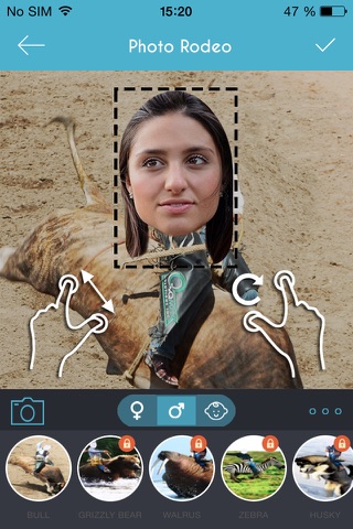 Photo Rodeo Selfie App Blend Face in Wild Animal Ride-Yourself, Celebrity, Politicians screenshot 4