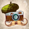 Hipster Guy Vintage Photo Stickers - Retro Selfie Mustache, Beard & Wow Camera Props for your Pictures