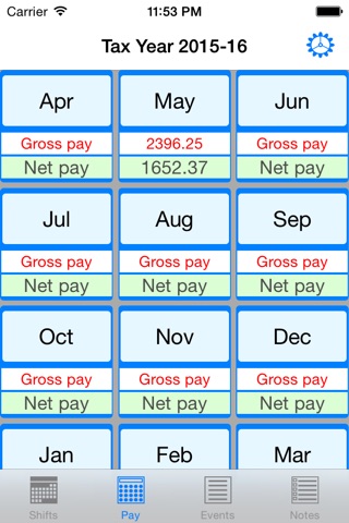 UK Salary Calculator 2015-16 and 2016-17 with Shifts Planner, HMRC Pay Tax, Notes and Events Calendar screenshot 3