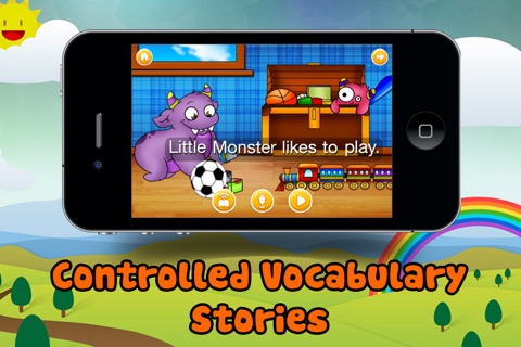 Super Reader's Little Monster Adventures - A Dolch Sight Words Based Story Book App That Will Help Your Child Get Hooked on Reading! screenshot 2