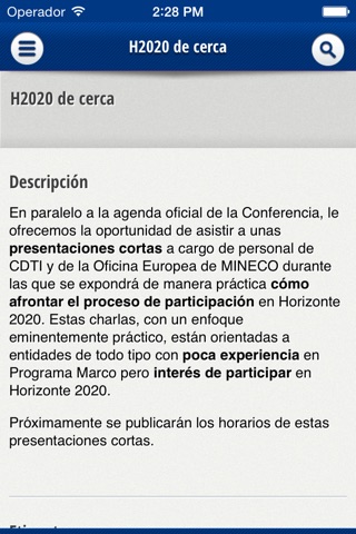 Conferencia H2020 en España screenshot 4