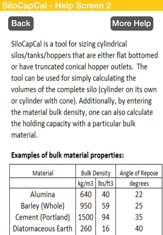 SiloCapCal - Silo Capacity Calculator screenshot 4