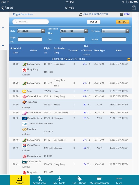 Taiwan Taoyuan Airport + Flight Tracker HD air eva China airlines screenshot-4