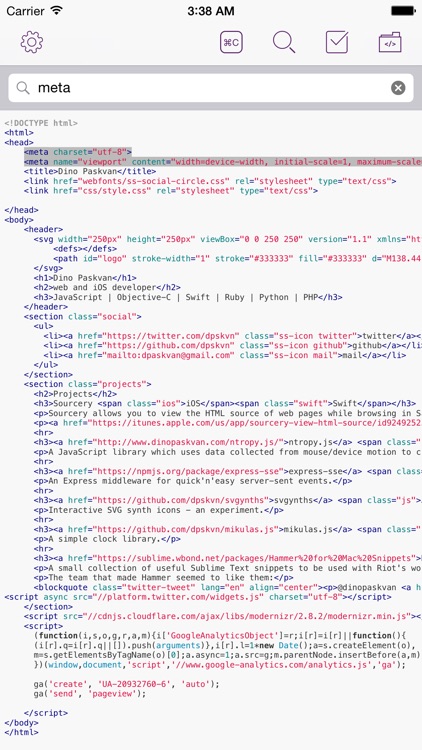 Sourcery - View HTML, JavaScript and CSS Source Extension and App
