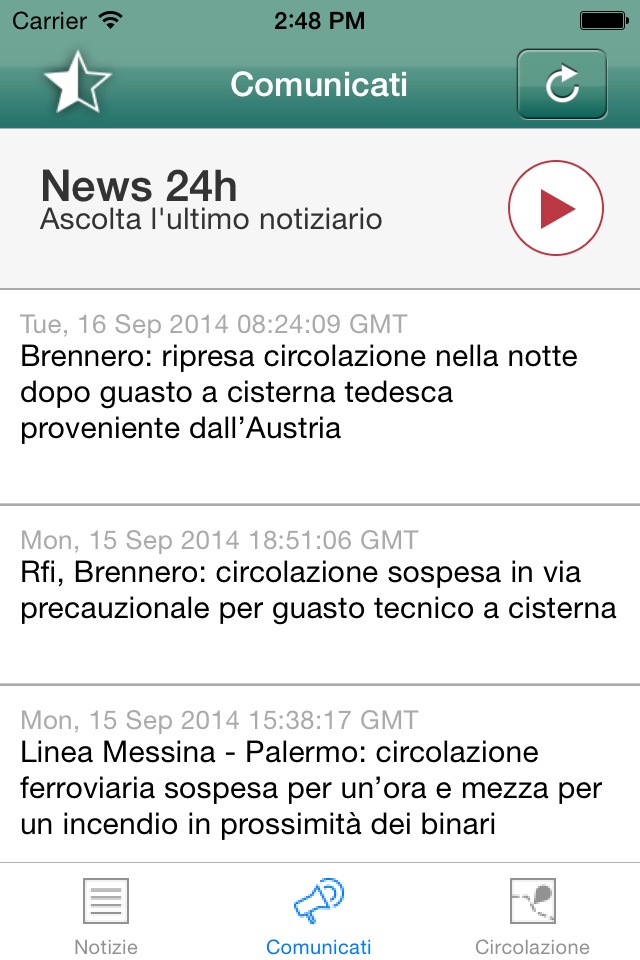 Trenitalia news screenshot 2