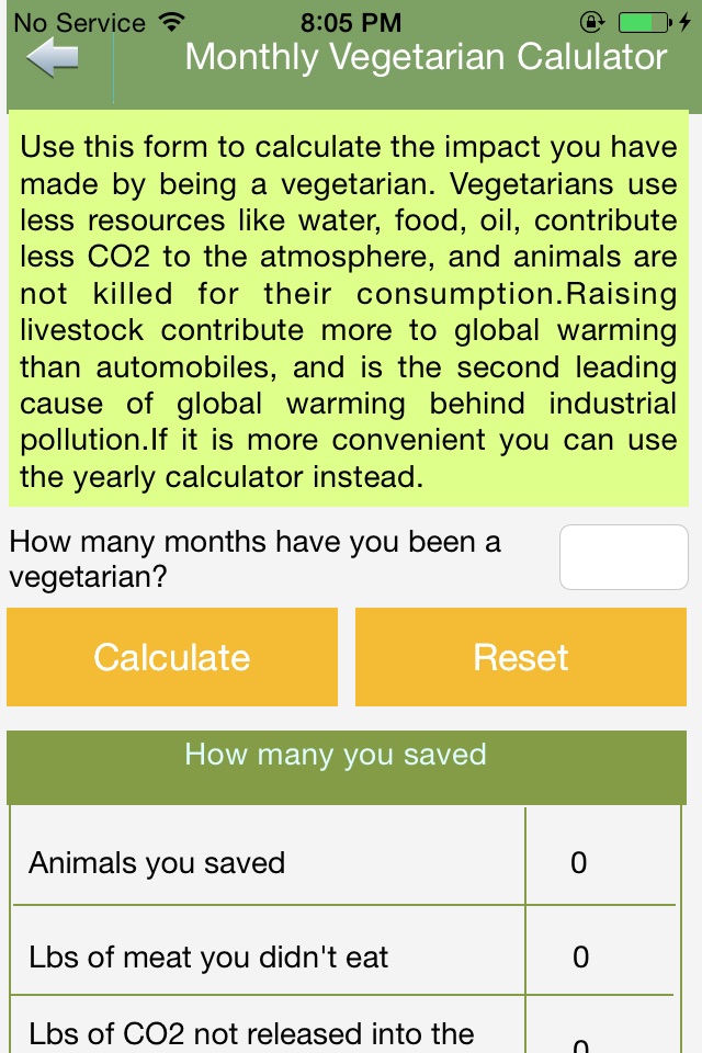 Vegetarian Calculator screenshot 3