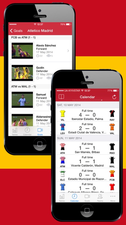 Football Scores Spanish 2012-2013 Standing Video of goals Lineups Scorers Teams info