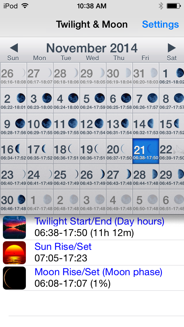 Twilight & Moon Calendar Screenshot 3