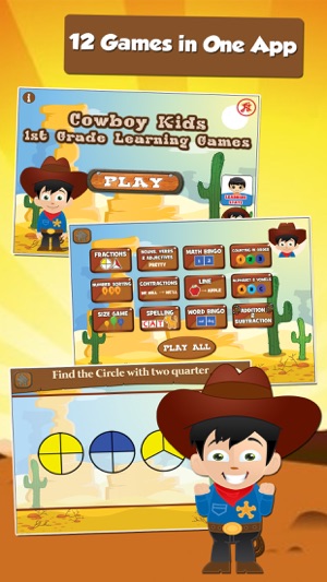 Cowboy Kid Goes to School: First Grade Learning Games(圖1)-速報App