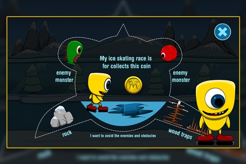 Ice Skating Creature : The Winter Cute Monster Coin Race - Free screenshot 2