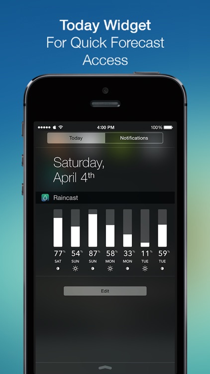 Raincast - NOAA Home Screen Rain Probability and Percent Chance