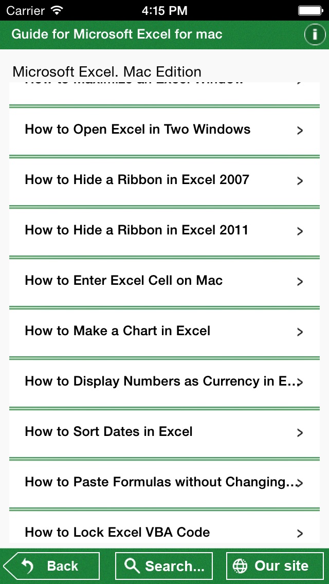 microsoft excel 2011 return in excel