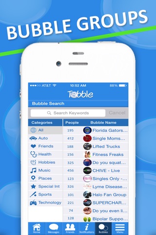 Tabble - Group Messaging/Live Forum - Join or Create your own Bubble! Hundreds of interesting topics for you. screenshot 3