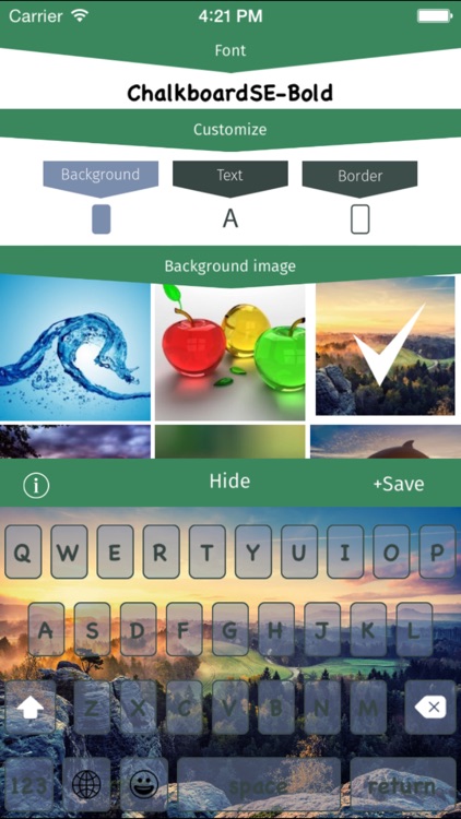 Custom Keyboard for iOS 8 -  Pimp your font , color & background + emoji FREE HD screenshot-3
