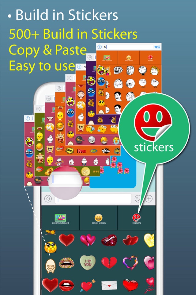 Keyboard+ iOS8 -Color Stickers Keyboards, Emoji Words Maker screenshot 2