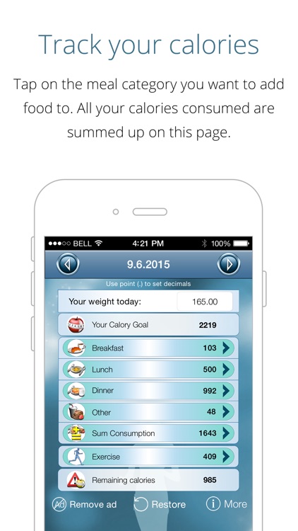 Calorie Counter Free - lose weight, gain fitness, track calories and reach your weight goal with this app as your pal