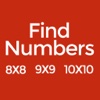 Find Numbers: 8x8 9x9 10x10