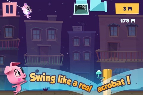Crazy Rope Swinging Spider Pig – Swing and Fly to Escape from the City screenshot 3