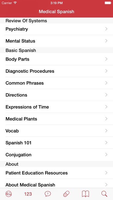 Medical Spanish review screenshots