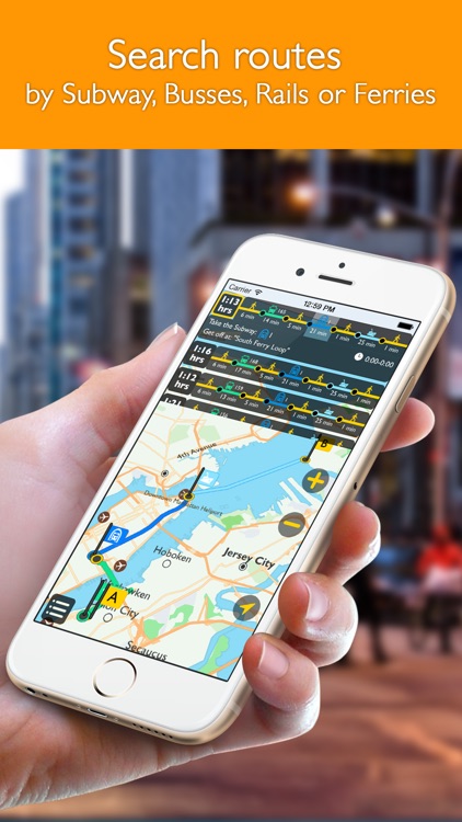 New York City offline map with public transport route planner for my journey