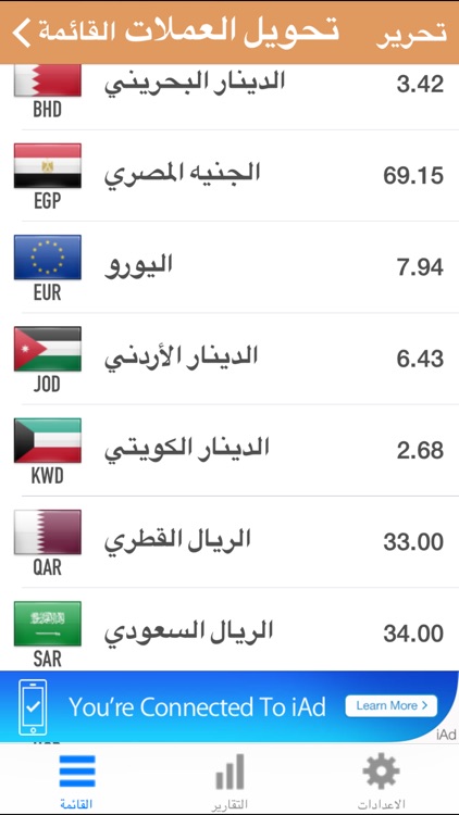 برنامج اسعار صرف العملات العالمية و حساب المصاريف