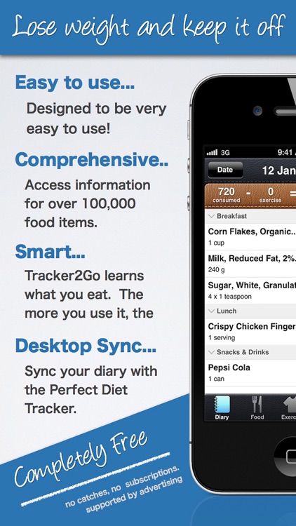 Tracker2Go Free - Calorie Counting on the Go