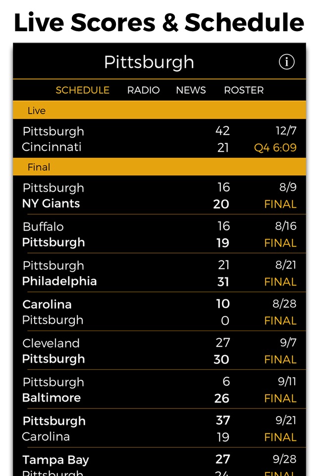 Pittsburgh Football Radio & Live Scores screenshot 3