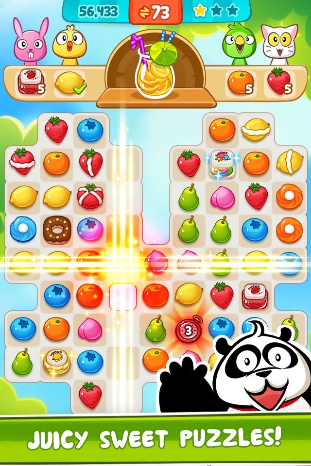 Panda Juice - matching 3 fruit land puzzle adventure screenshot 4