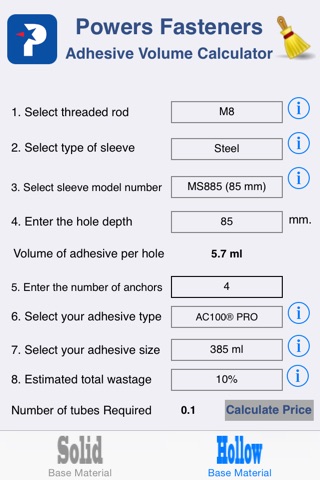 Adhesive Volume Calculator screenshot 3