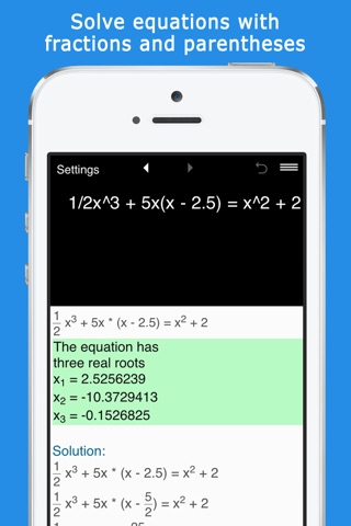 Cubic equation solver screenshot 2