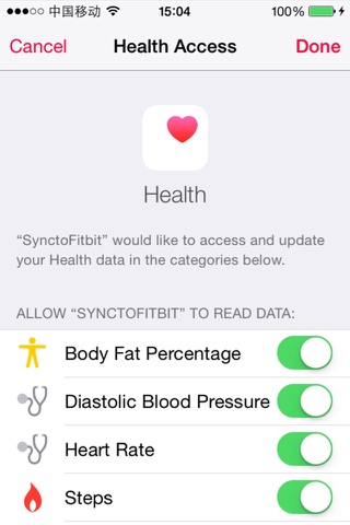 Sync from Health to Fitbit screenshot 3