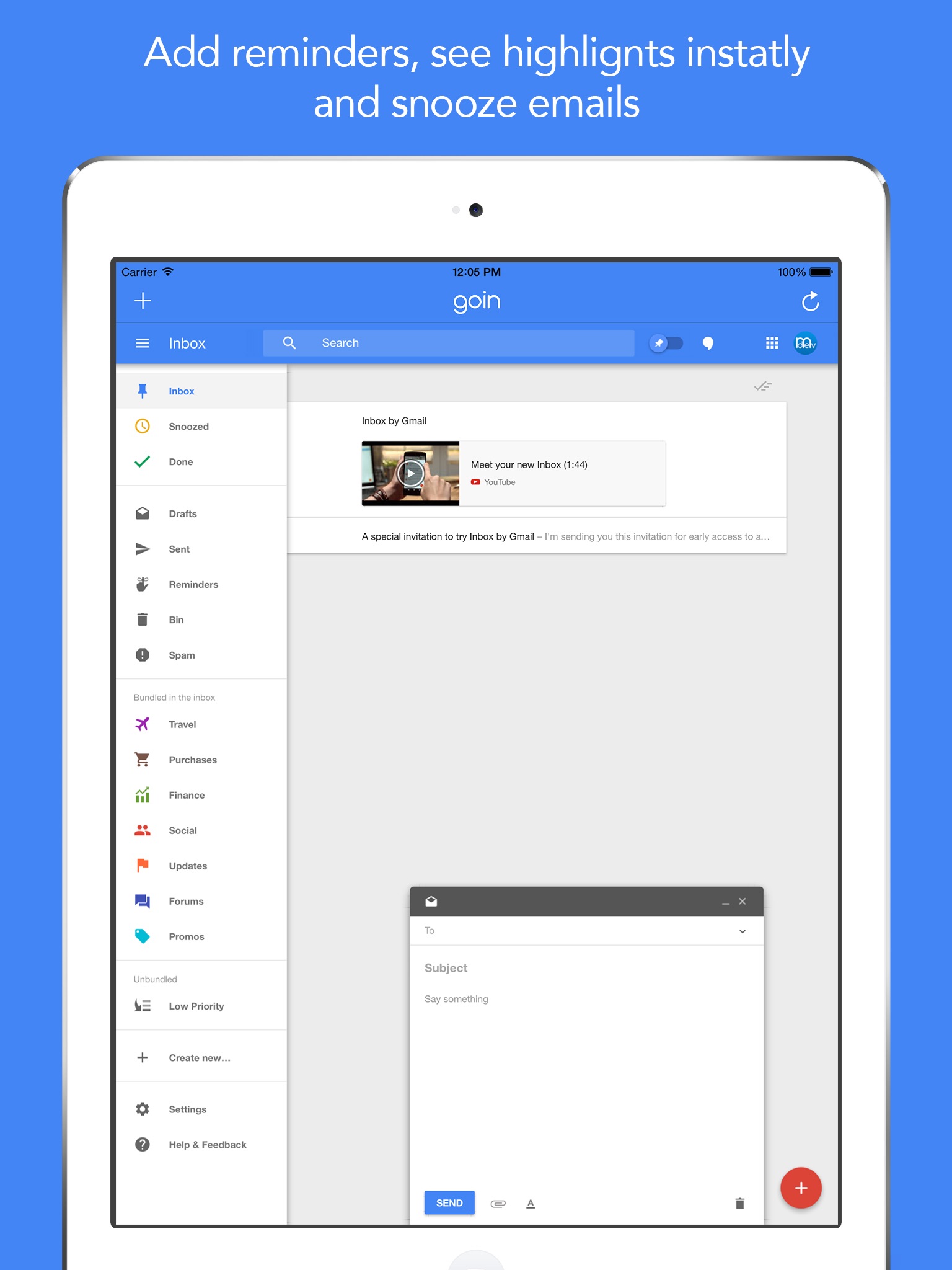GoIn for Google Inbox: for iPad screenshot 4