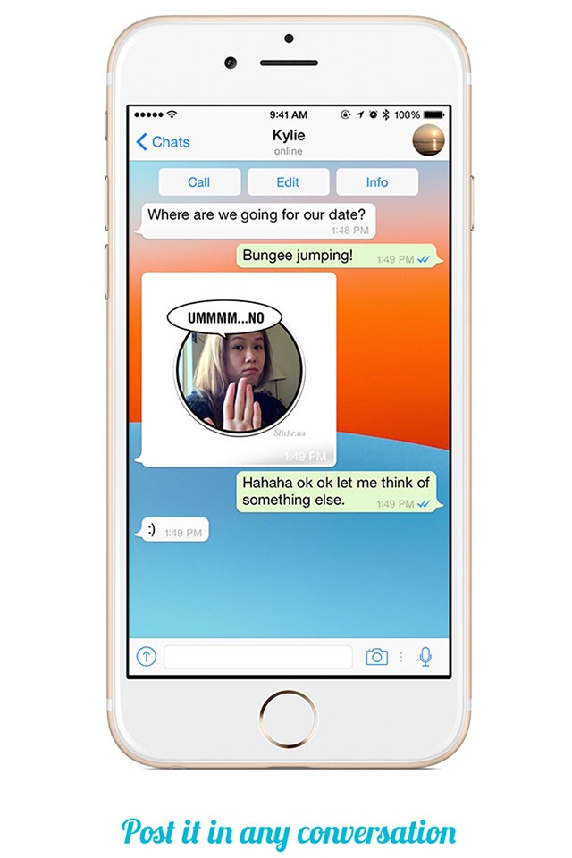 Stickr! - Send fun selfie expressions as stickers to friends screenshot 3
