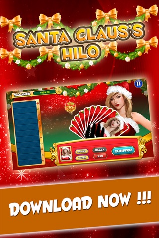 ``` Christmas Santa Hi-lo Pro  - Top Higher or Lower Cards Casino Games screenshot 3