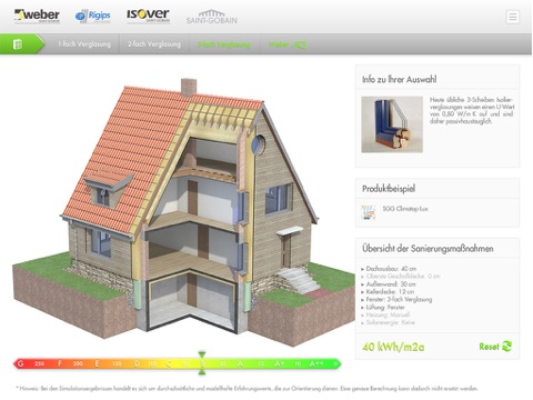 Saint-Gobain Multi-Komfort Energiesparsimulation screenshot 3