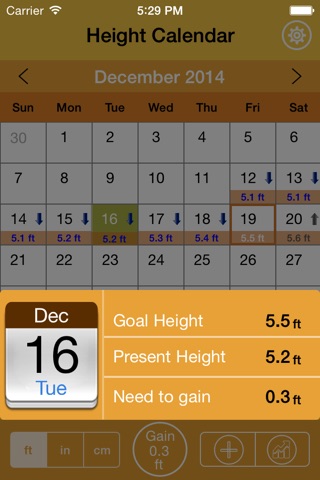 Height Tracking Calendar Pro - Track your daily, weekly, monthly, yearly height and set personal goals screenshot 3