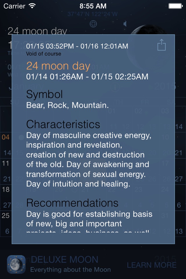 Moon Days - Lunar Calendar and Void of Course Times screenshot 2