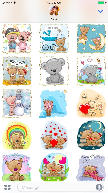I Love You - Cute Teddy Bear Stickers for messages