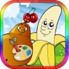 Kids Coloring Book Fruits Painting