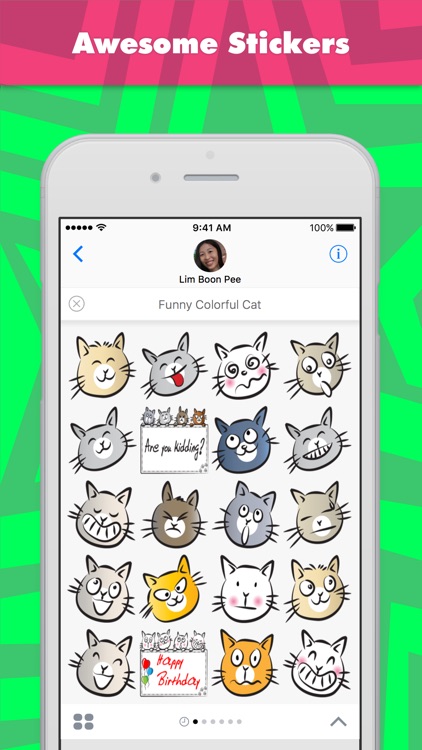 Funny Colorful Cat stickers by wenpei