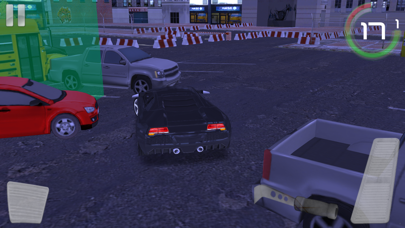 汽车驾驶模拟器的运动车停车夜晚的城市
