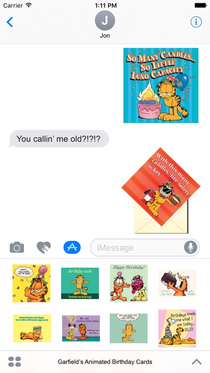 Garfield's Animated Birthday Card Stickers
