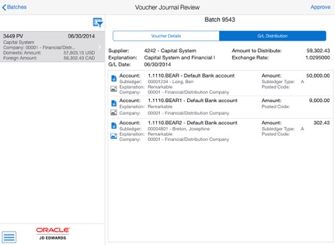 Voucher Batch Approvals Tablet for JDE E1 screenshot 3