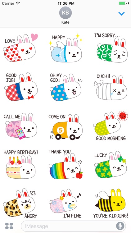 Lovely Bunny Wearing Custome English Sticker