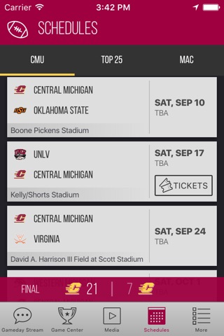 Central Michigan Chippewas Gameday screenshot 4