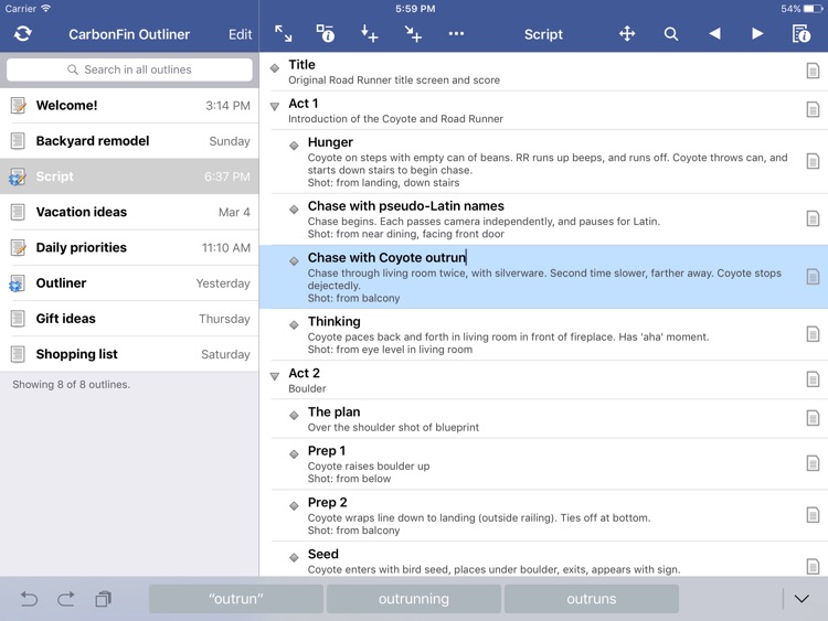 Outliner for iPad