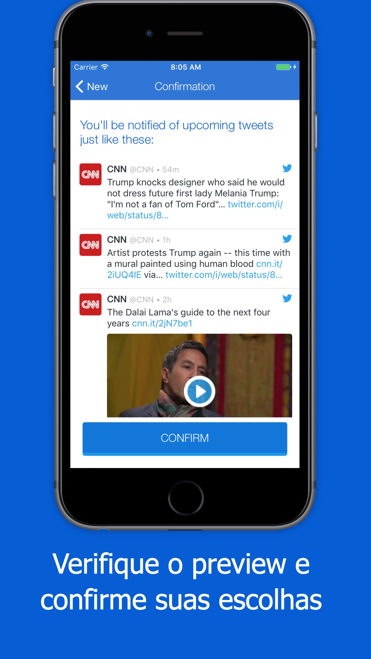Screenshot do app TwitPush