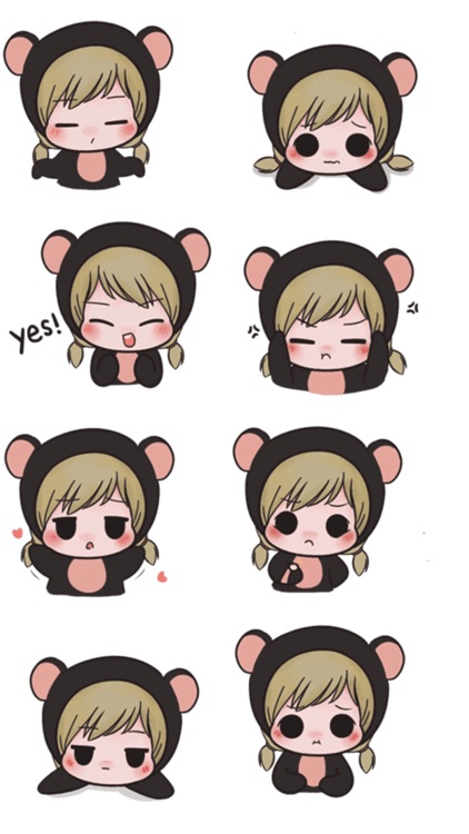 Little Bear Girl Stickers