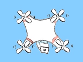 ドローンくんの動くステッカー。画面に飛ばしてピザを届けよう