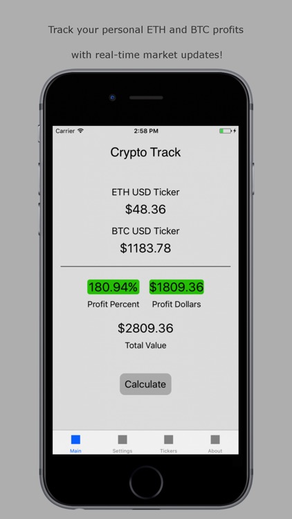 Crypto Track - Ethereum and BTC Tracker and Ticker